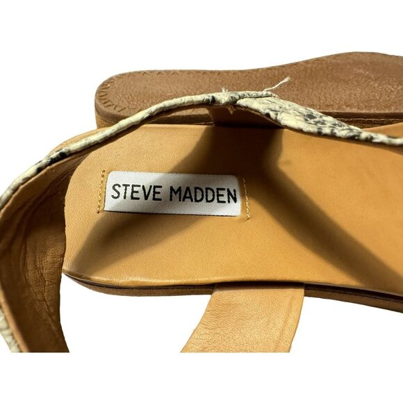 Steve Madden Aida Snakeskin Platform Leather Sandals 10M Ankle Straps NEW - Picture 7 of 9